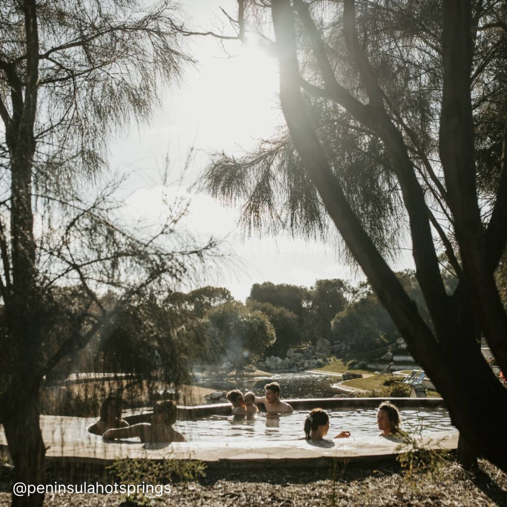 People swimming in a hot spring in the Mornington Peninsula