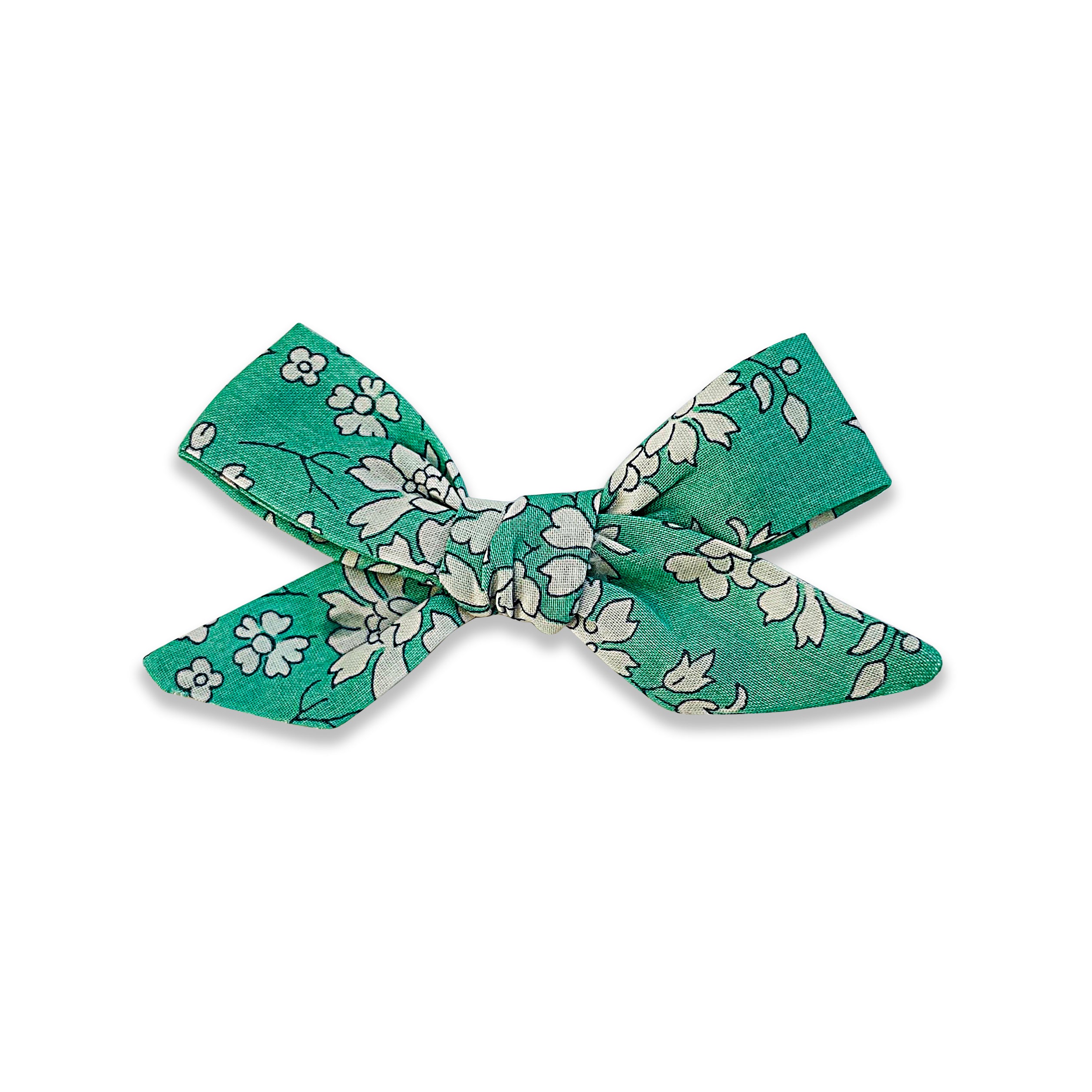 Mint Green Emma Floral Pattern Band Collar Bow Tie