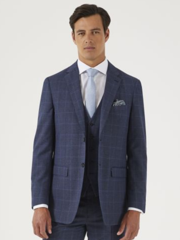 Skopes Dark Blue Check Blazer – Wolf & West Menswear