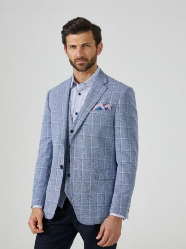 Skopes Pale Blue Check Blazer – Wolf & West Menswear