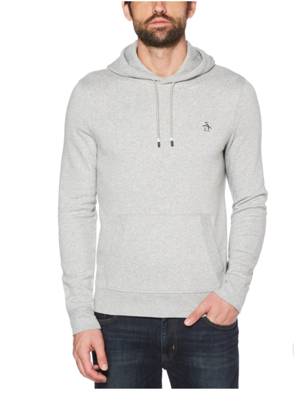 Original Penguin Men's Reversible Duofold Long Sleeve Hoodie, Dk Charcoal  Heather, Medium at  Men's Clothing store