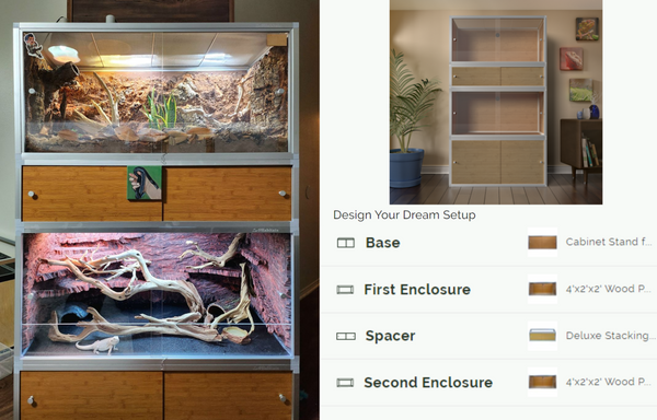 Design your dream setup by Zen Habitats to create the perfect reptile enclosure stack. Design Your Dream Setup tool can be found on the Zen Habitats website.