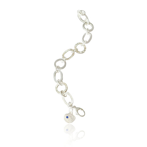 Chunky Link Bracelet + Sapphire Charm