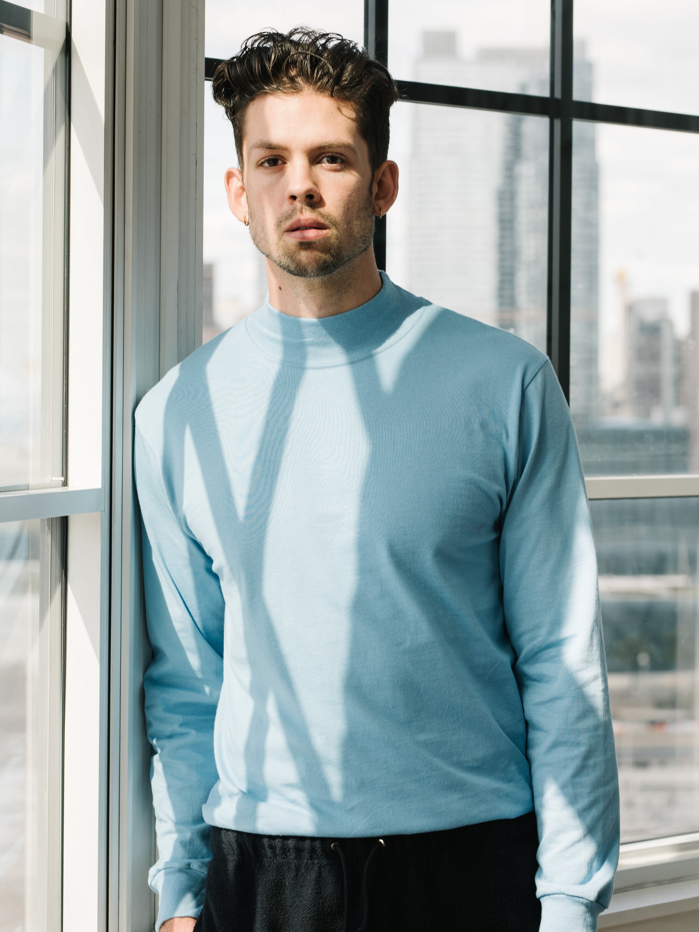 Jersey Mock Neck - College Blue