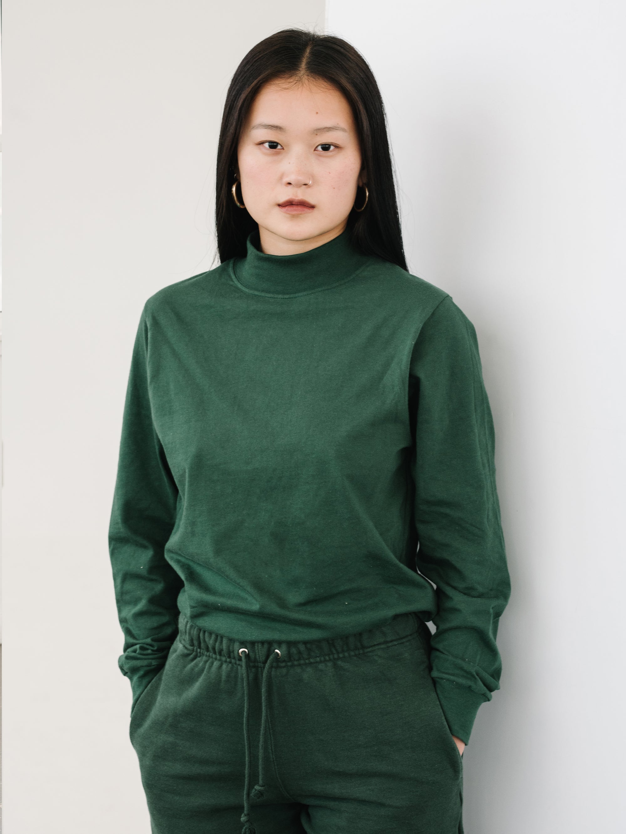 Download Dark Green Mock Neck T-Shirt | Stateline Made in USA ...