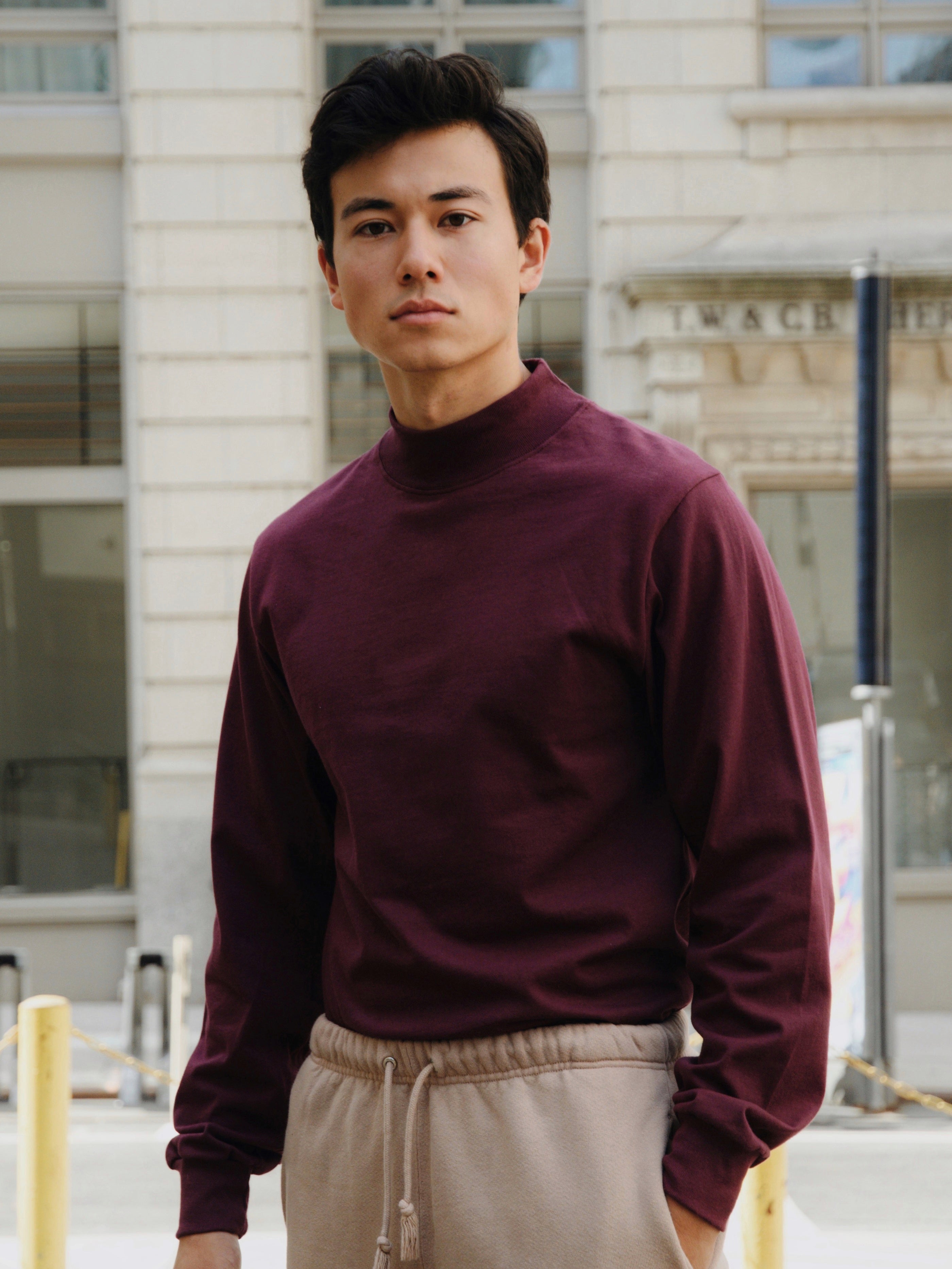 Jersey Mock Neck - Maroon