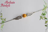 Golden Snitch Bracelet - Small Golden Bead and Silver Wings - Quidditch Seeker - Harry Potter Jewelry