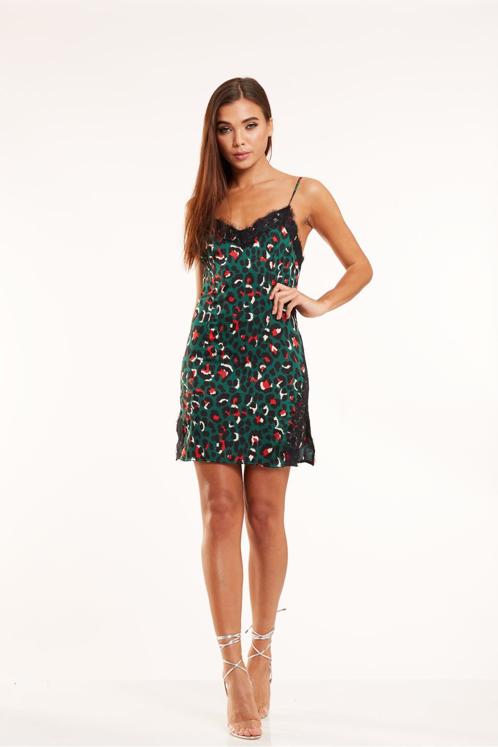 green and red leopard print dress