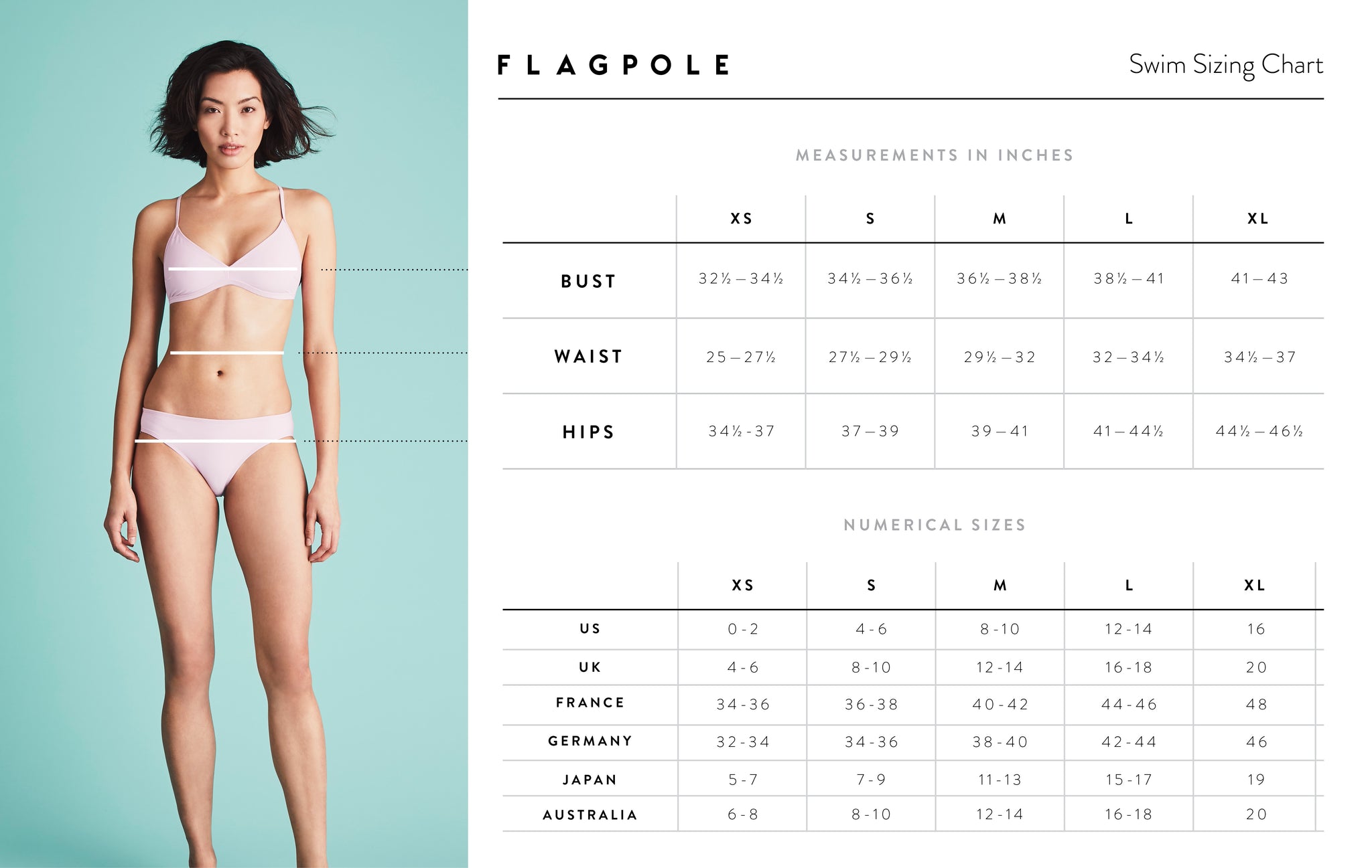 Size & Fit – Flagpole  Women's Swimwear Size Guide