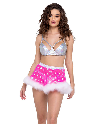 pink sheer stars rave skirt