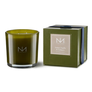 Amber, Vanilla & Tobacco: Double-Wick Candle - Nikko Blu Boutique