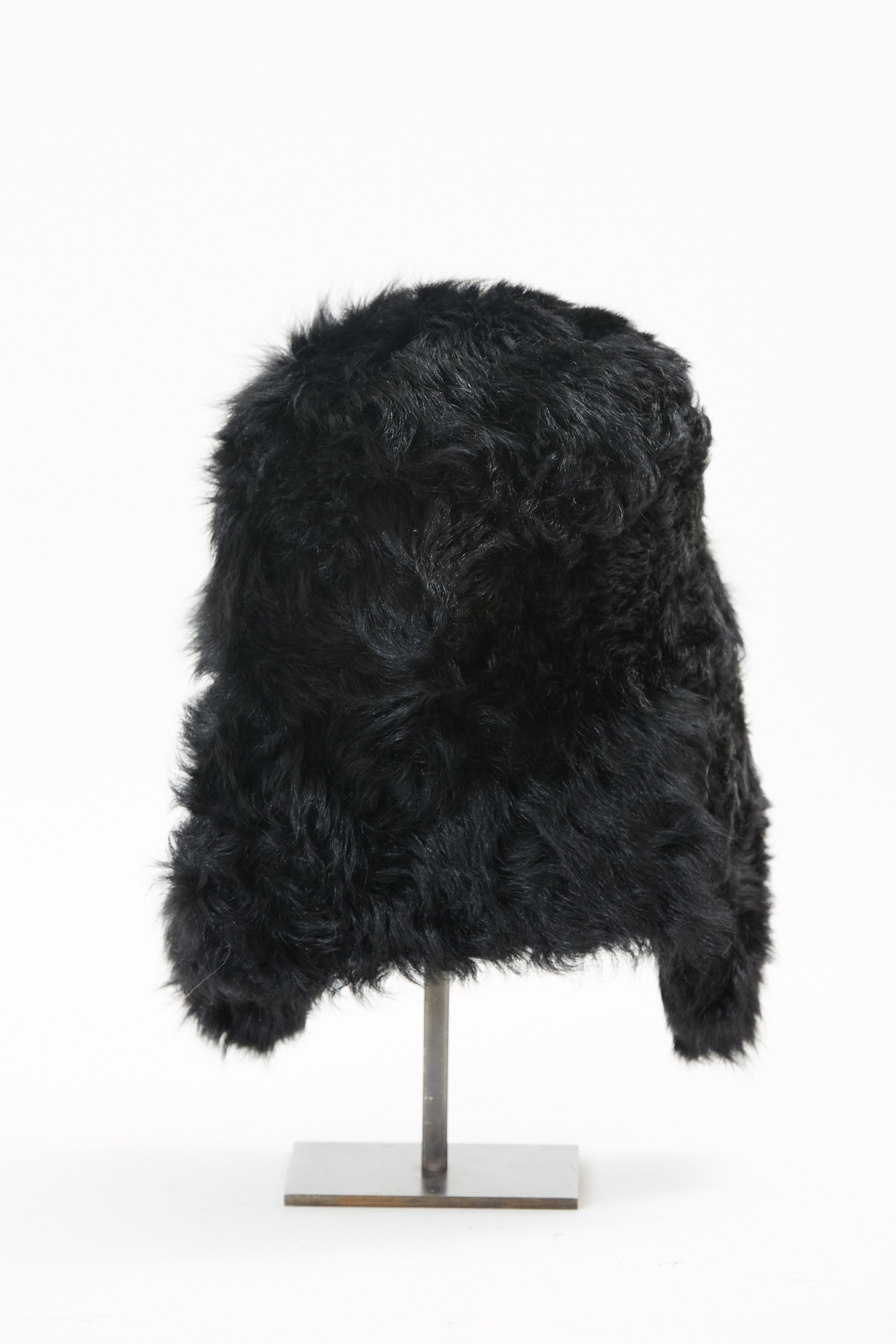 Black Shearling Trapper Hat