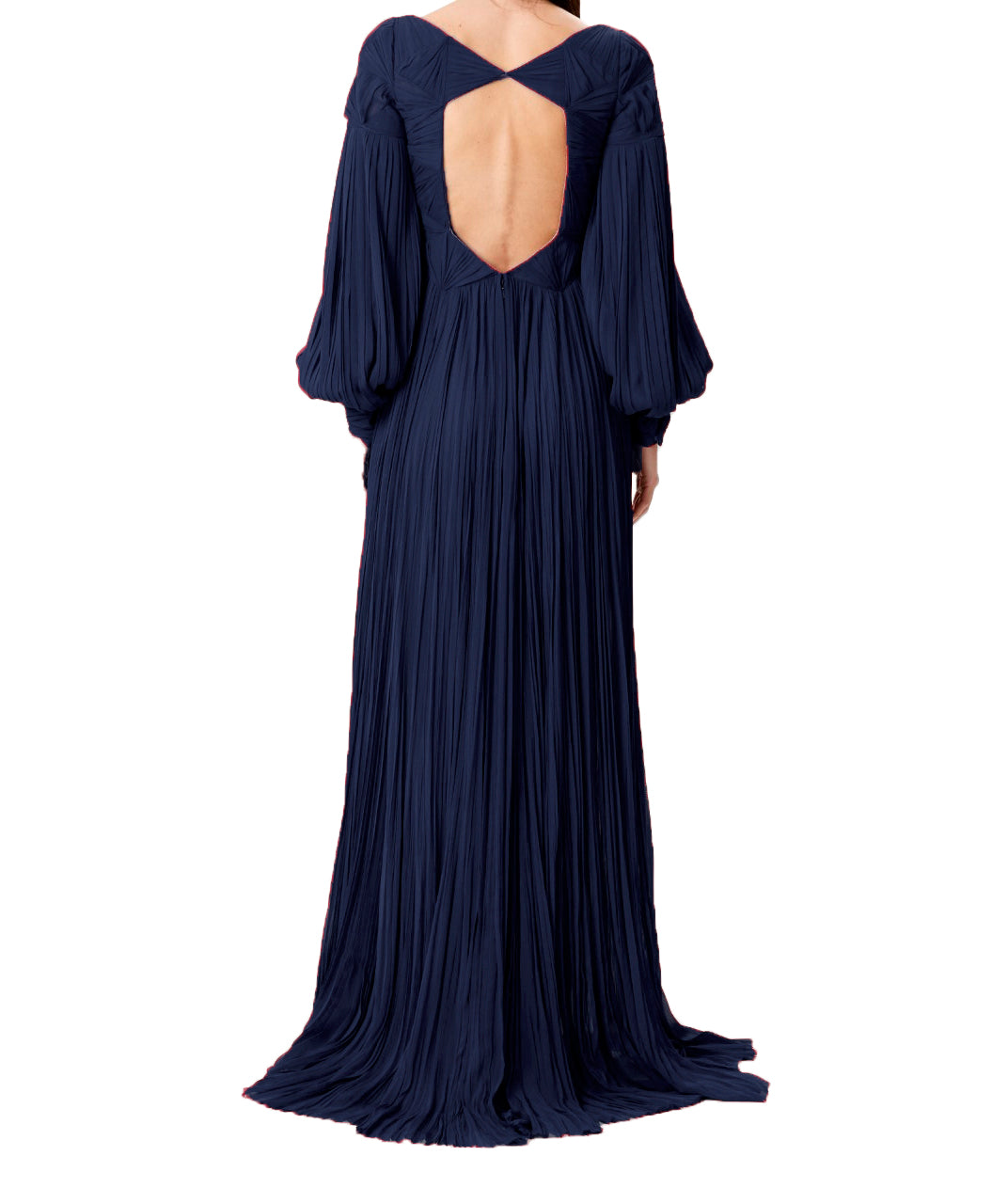 Navy Silk Hand-Pleated Gown