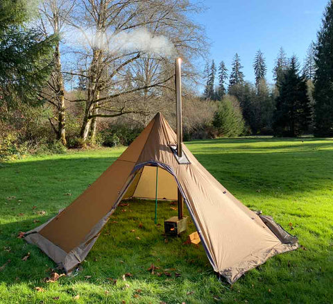 homemade tee pee with stove