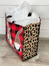 Buffalo Plaid and Leopard Gnome Reusable Tote Bag