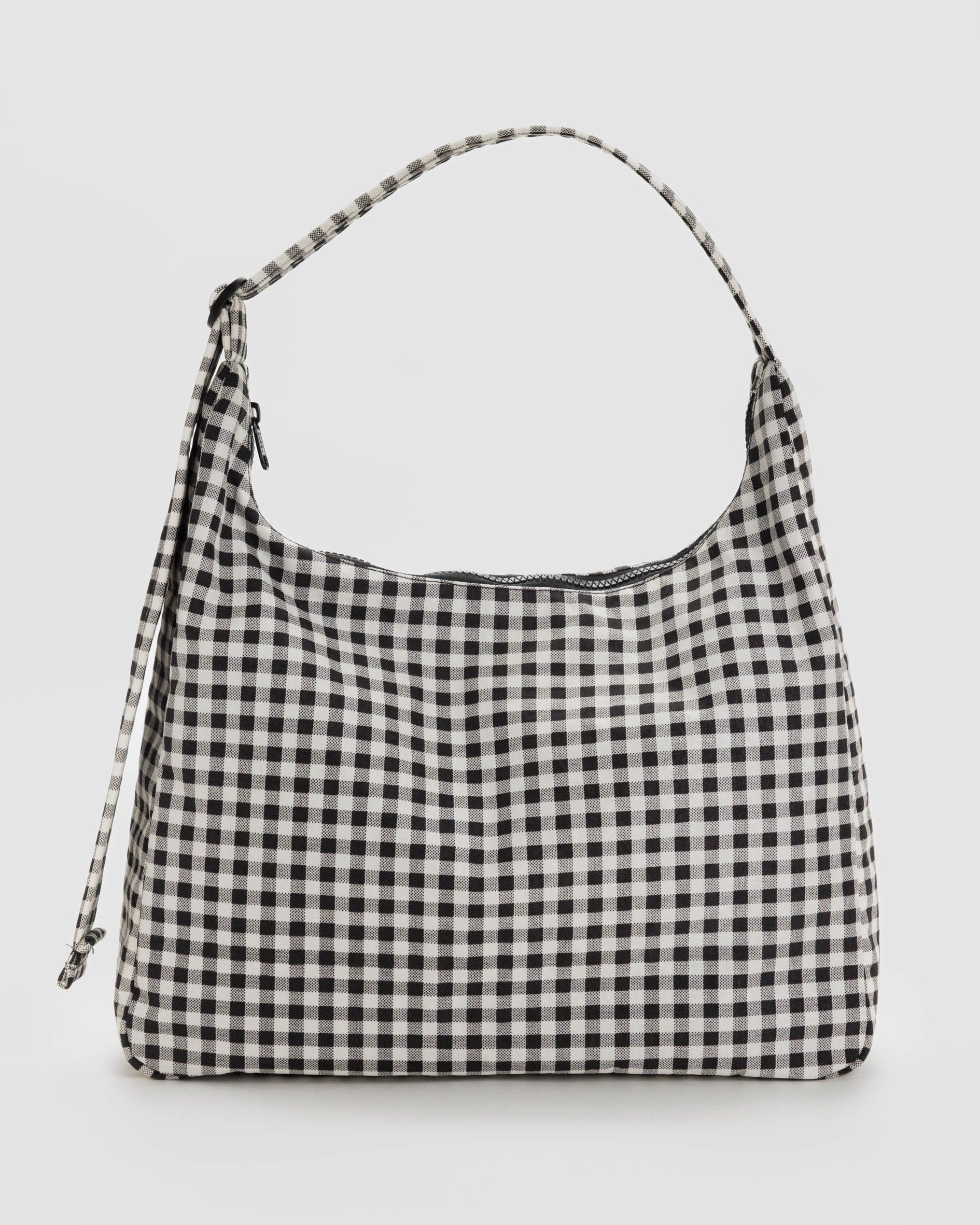 Nylon Shoulder Bag - Black & White Gingham