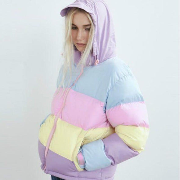 Rainbow puffer coat. Pastel jacket | DDLGWorld Shop