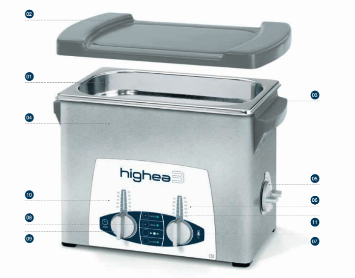 Thành phần máy rung rửa siêu âm Highea 9 - Mocom