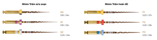 2 nhóm trâm của trâm xoay NiTi xử lý nhiệt Protaper Gold Dentsply Sirona - 49P