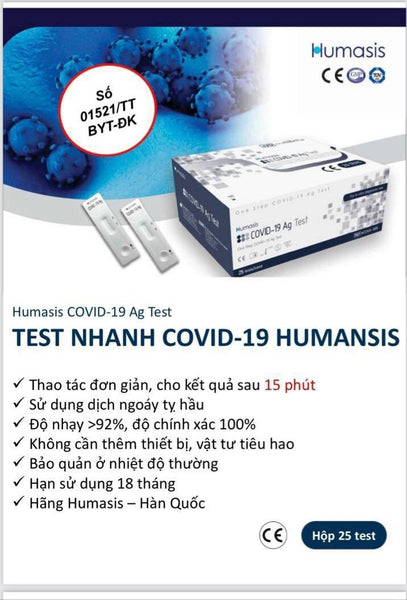 Bộ kit test nhanh covid-19 Ag test Humasis Hàn Quốc - 49P