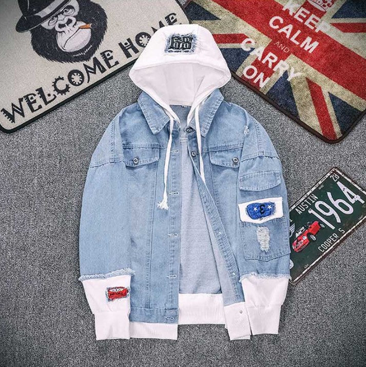 girls jean jacket with hood