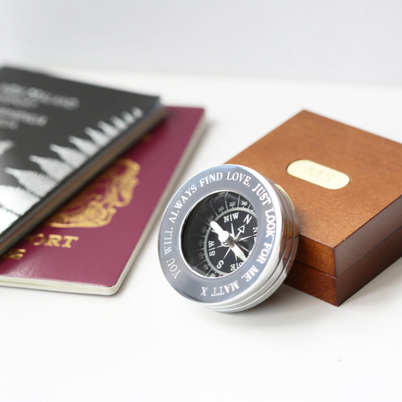 Compass Personalised with Timber Box - Unique gifts - Lost ...