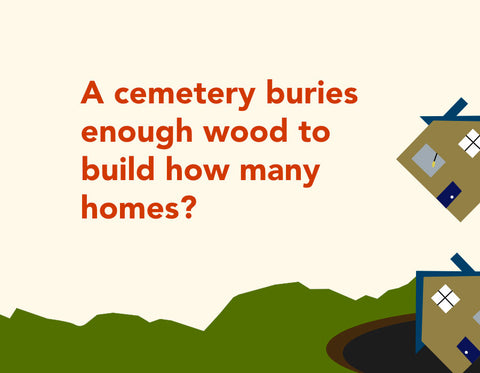 A cemetery buries enough wood to build how many homes ?