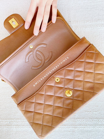 vintage caramel chanel double flap