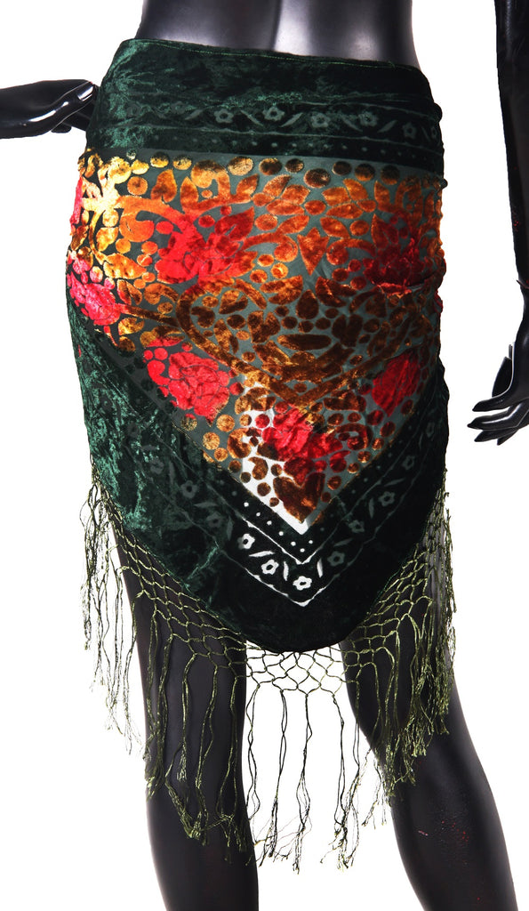 velvet hip scarf Tye Dye Green – Senoritas-tribal-designs