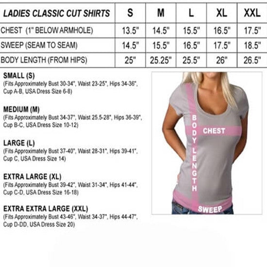Ladies Classic Cut Size Chart
