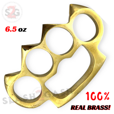 Spiked Real Brass Knuckle Duster Paperweight 6.5oz - Large Fingers, Slash2Gash