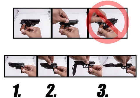 How to Open Gun-Shaped Spring Assisted Knife Black Pistol w/ Holster Sheath Cock Back Slide