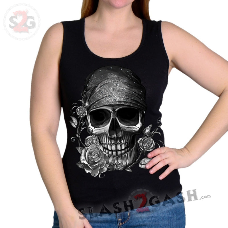 Hot Leathers Bandana Skull Ladies Tank Top with Rhinestones – Slash2Gash
