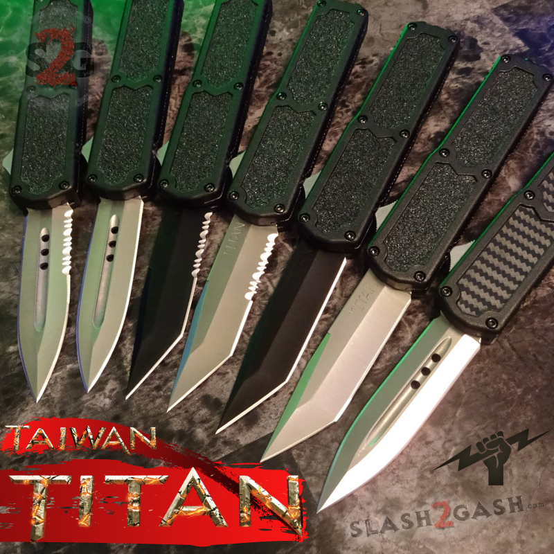 Titan OTF Knife D/A Black Automatic Switchblade TAIWAN - upgraded, Slash2Gash