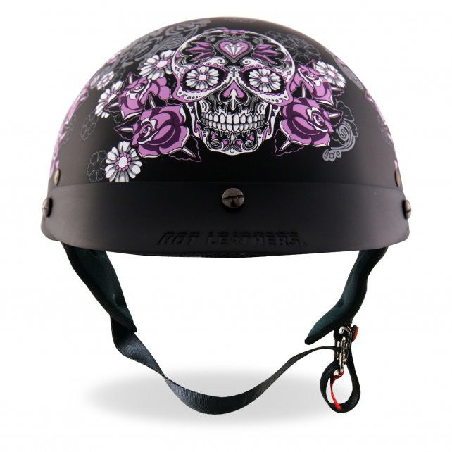 Hot Leathers D.O.T. Sugar Skull Matte Black Finish Motorcycle Helmet