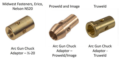 Arc Gun Chuck Adaptors for Midwest Fasteners Proweld Image and Truweld Stud Welders