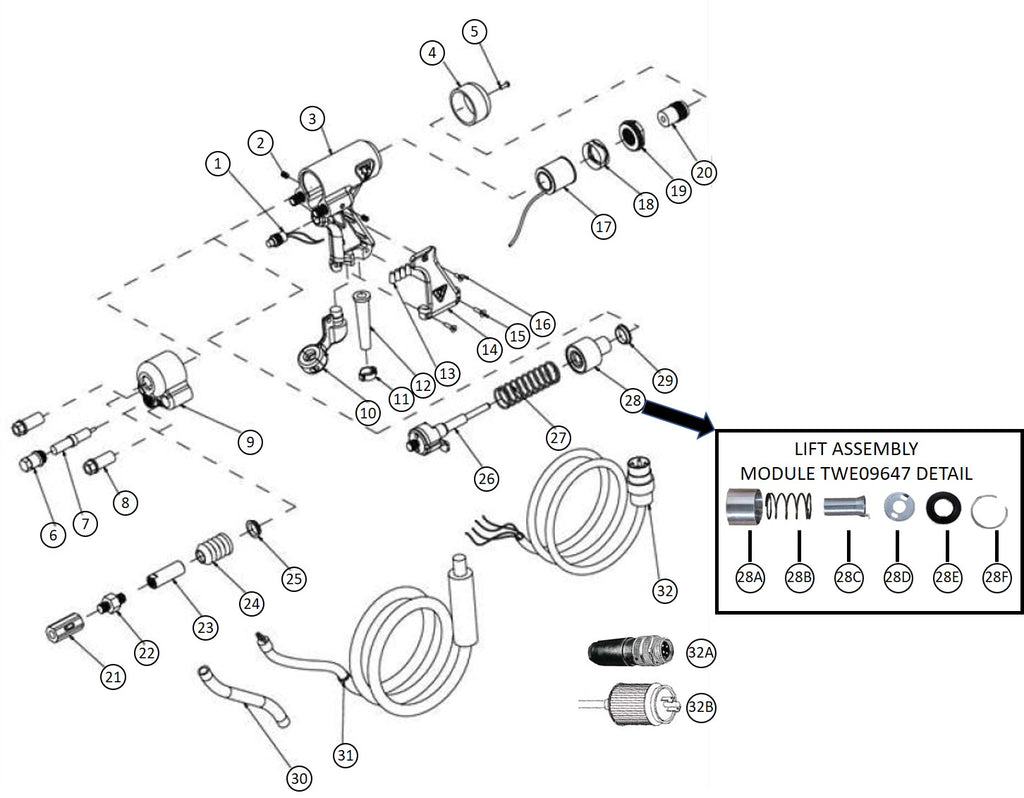 Truweld Heavy Duty Arc Gun (TWE17000) Exploded View Diagram