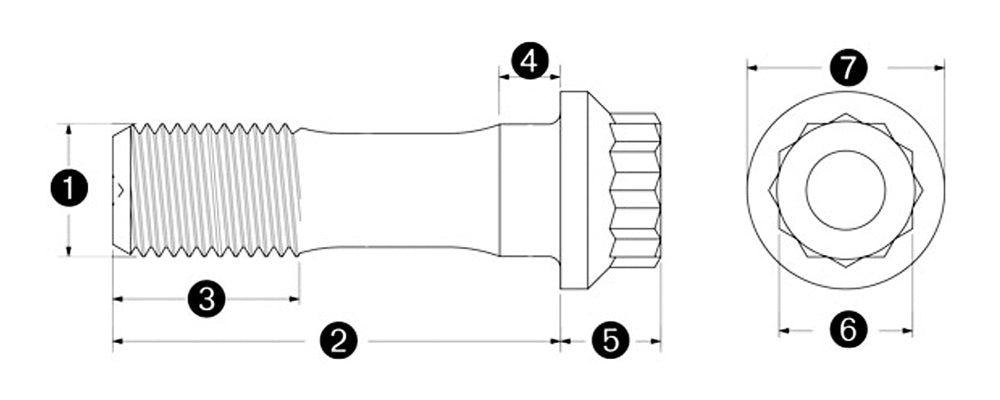 300-6724 ARP Custom Age 625+ Rod Bolt Diagram Dimensions