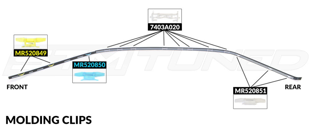 7403A020 MR520849 MR520850 MR520851 Evo 7/8/9 Drip Moulding Clips