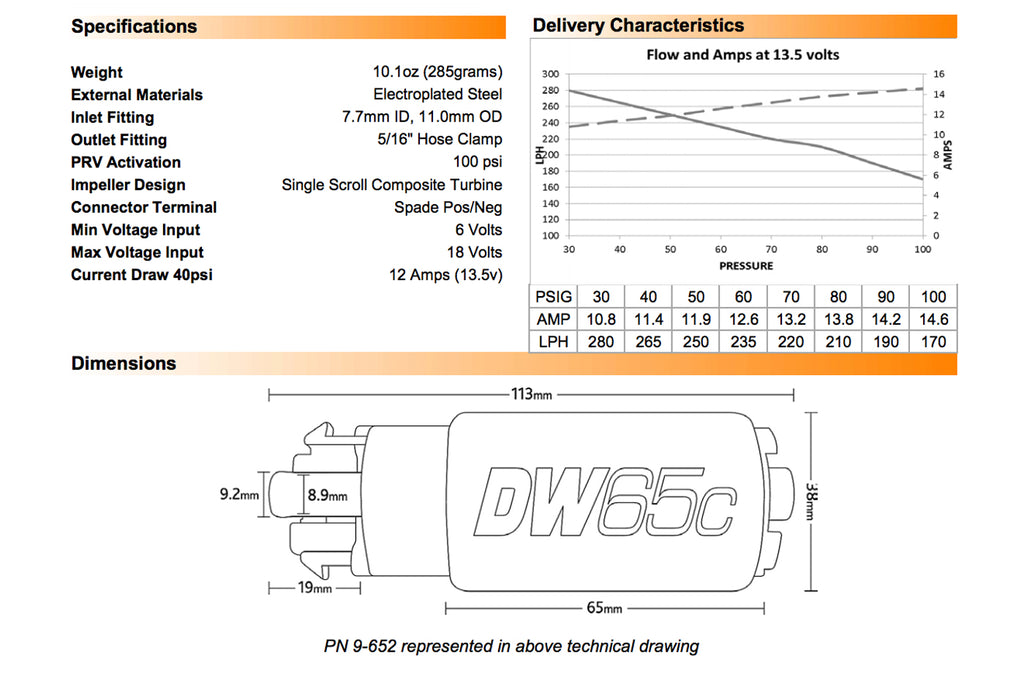 DeatschWerks DW65C 265LPH Fuel Pump