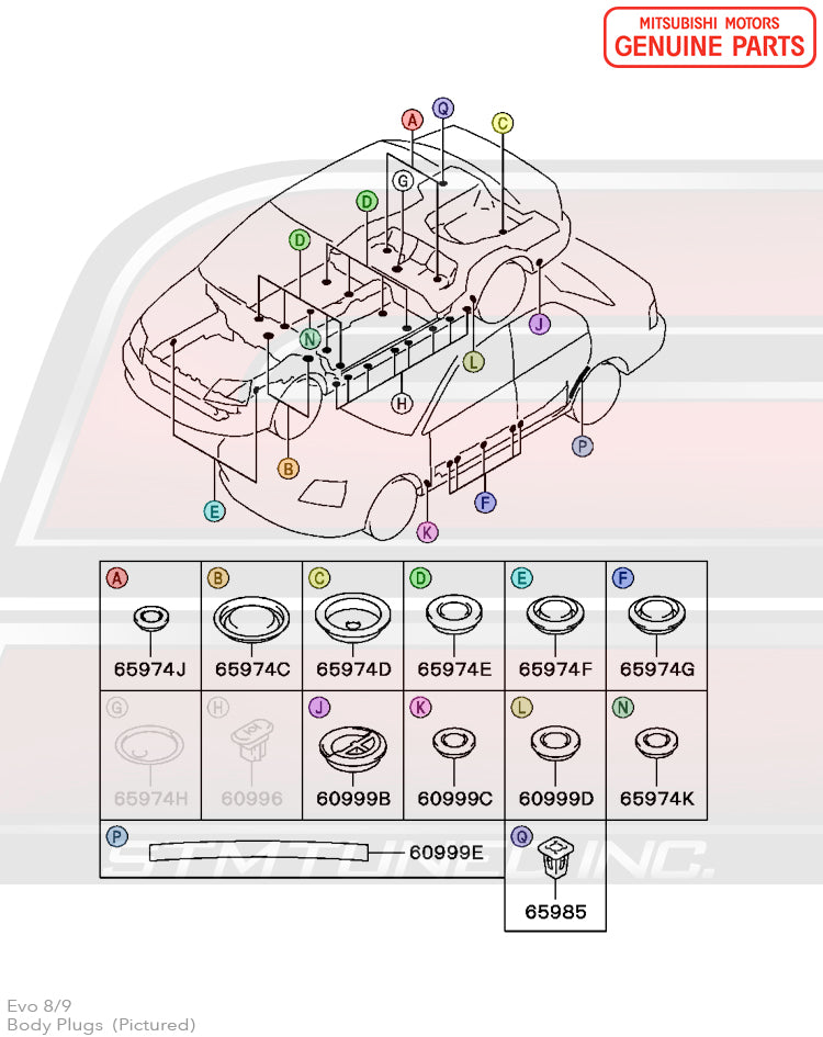 OEM Mitsubishi Evolution 7/8/9 CT9A Body Plugs