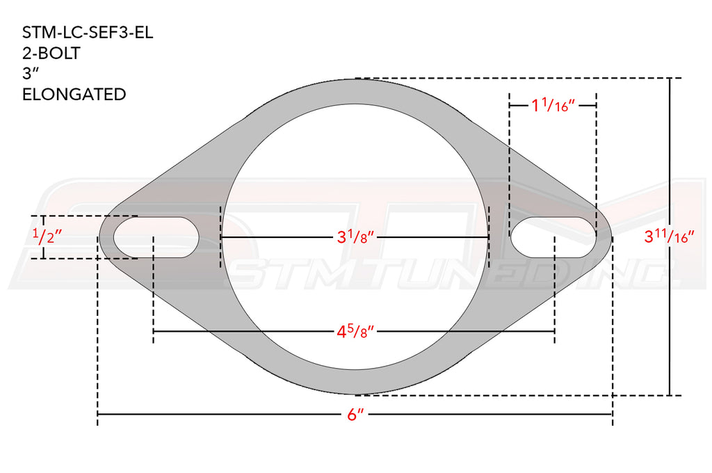 STM Stainless Steel Exhaust Flange (2-Bolt / 3" Elongated)