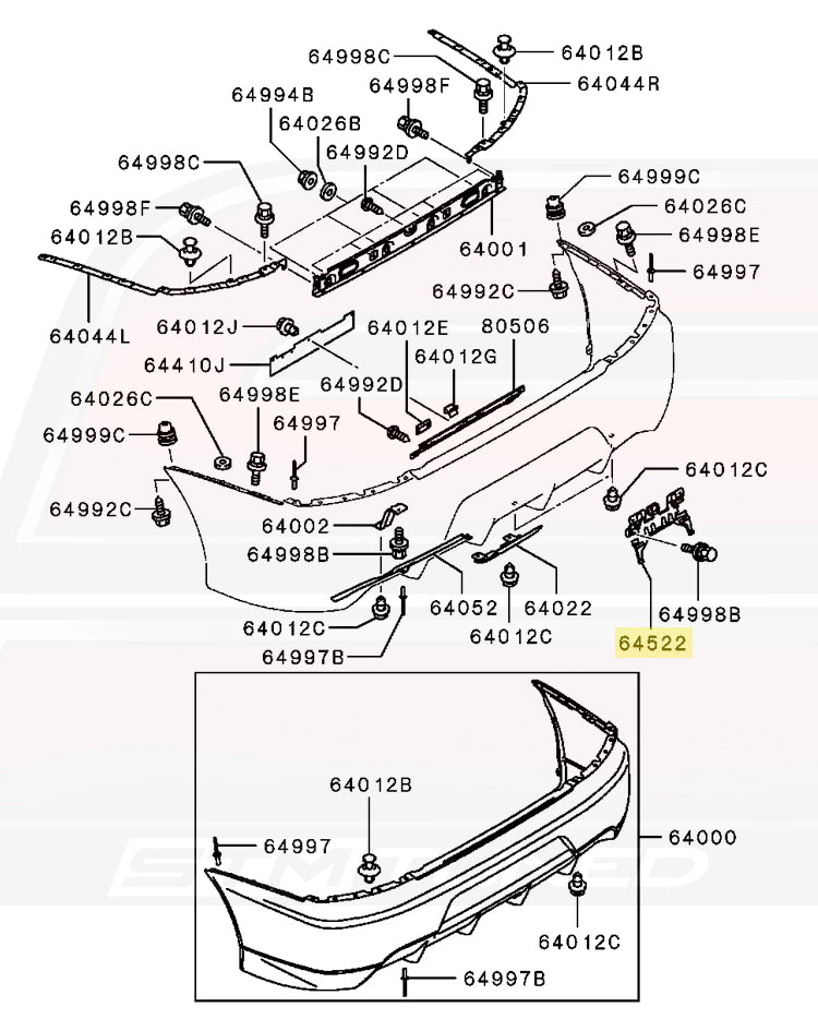 6430A068 JDM Evo IX Rear Bumper License Plate Bracket