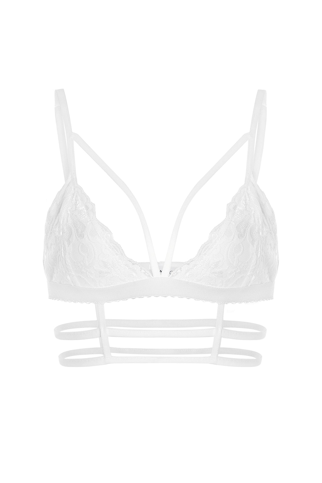 white caged bralette