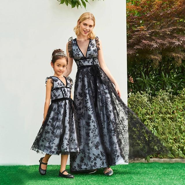 evening dress for mom and daughter