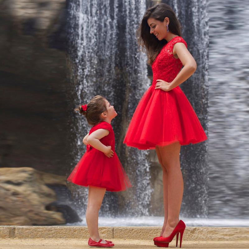 matching red outfits