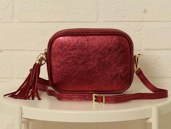 MSH Leather Camera Bag - Metallic Red