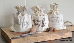 pumpkin pie scented fall candles in canvas bags