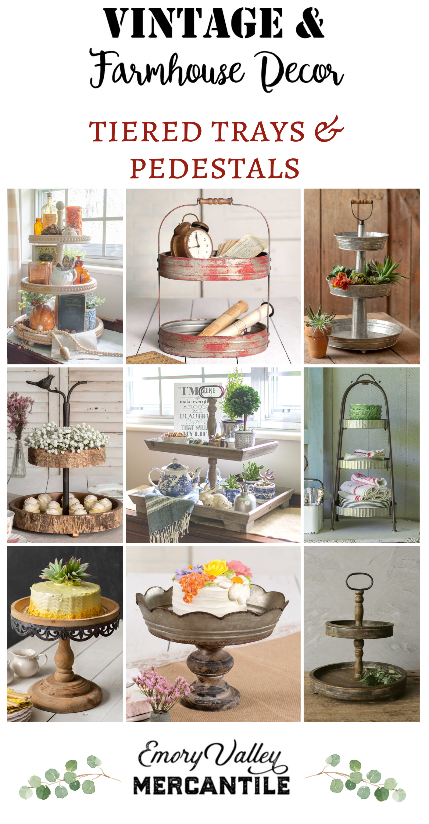 tiered trays and pedestals