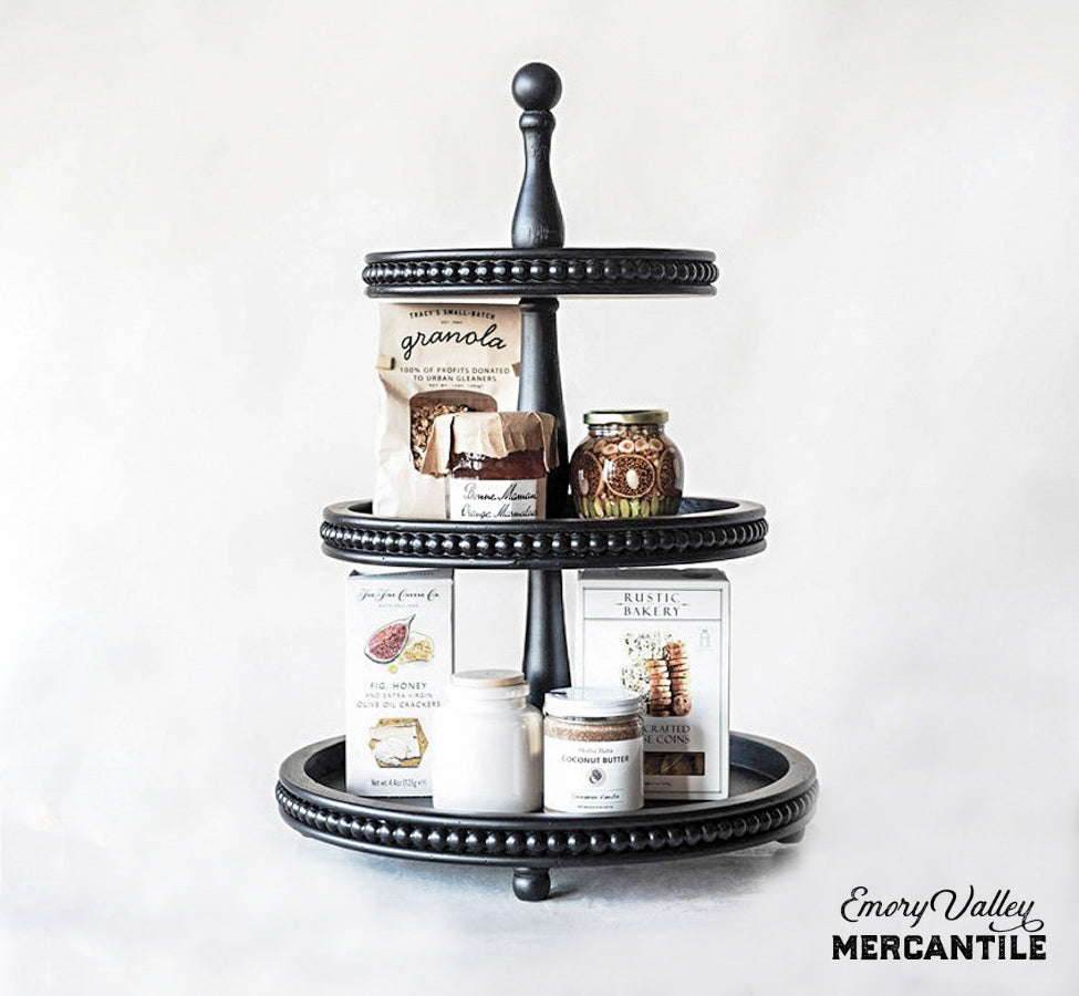 Jolene Farmhouse 3 Tier Wooden Tray Stand - Emory Valley ...